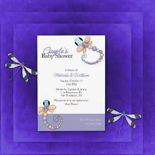 Baby shower de libellules colorées Invitation