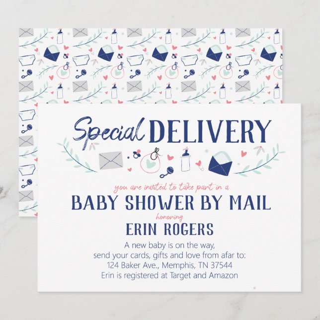 Baby shower de livraison spécial par invitation pa (Devant / Derrière)