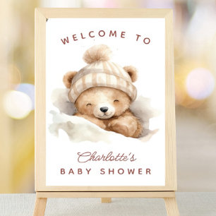 Baby shower de l'ours de bascule Affiche de bienve