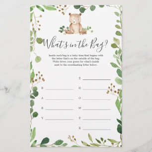 Baby shower de l'ours Devinez ce qu'il y a dans le