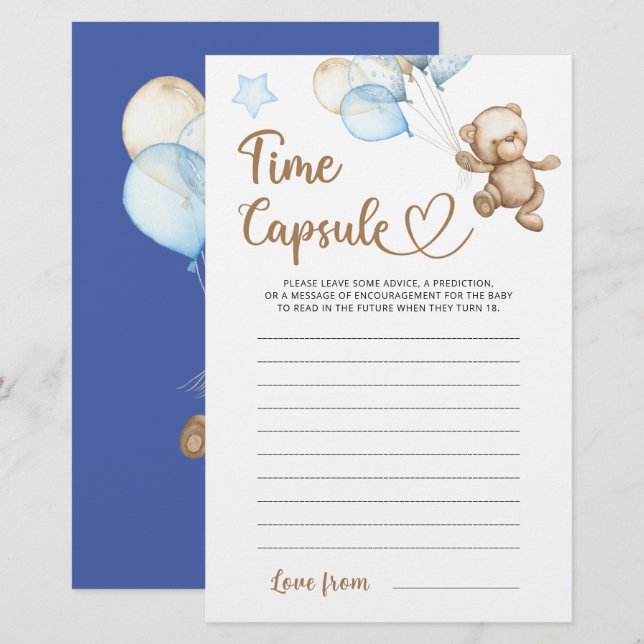 Baby shower de l'ours en peluche (Devant / Derrière)