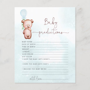 Baby shower de l'ours Jeu prédictions de bébé