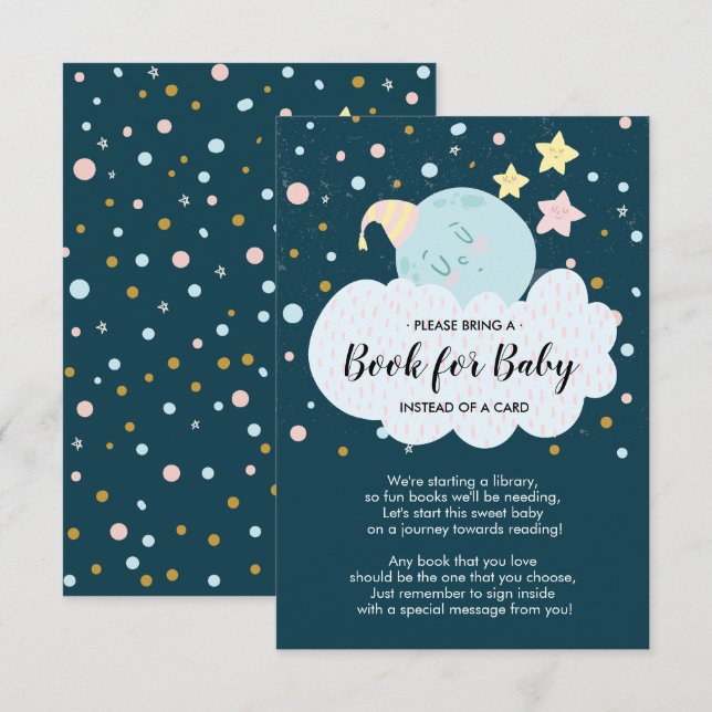 Baby shower de lune pour carte bébé (Devant / Derrière)