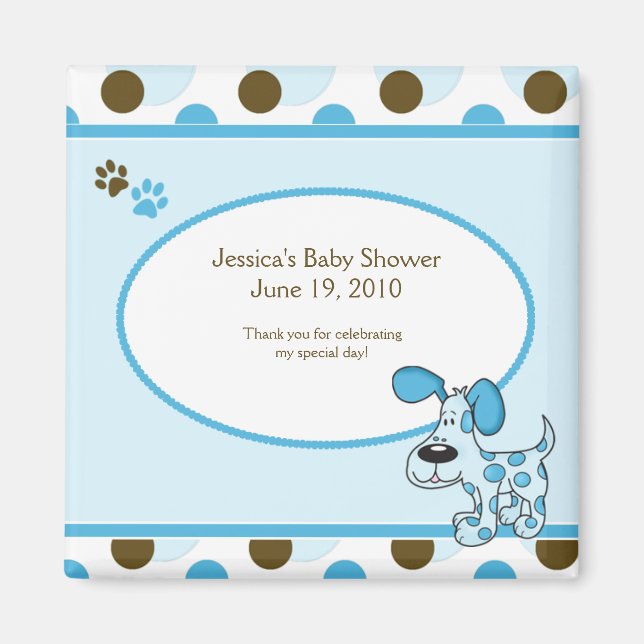 Baby shower de marionnettes bleu moderne Magnet Fa (Devant)