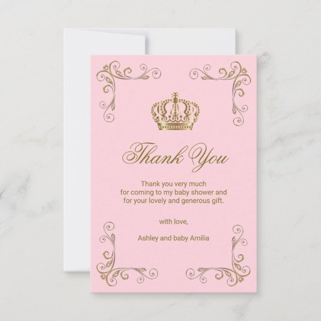 Baby shower de Merci de princesse Pink Gold Crown (Devant)
