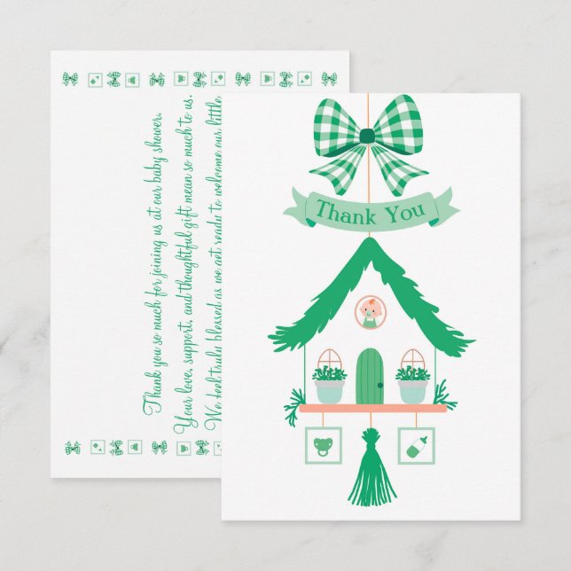 Baby shower de Merci personnalisé Green House (Devant / Derrière)