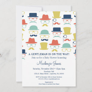 Baby shower de messieurs Invitation Mustache Casqu