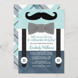 baby shower de moustache invitation à la menthe ma