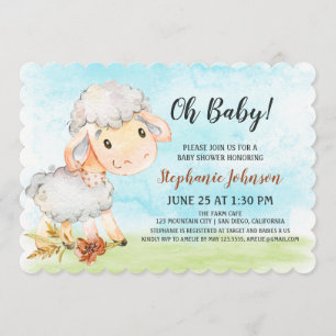 Baby shower de mouton d'aquarelle Invitation à la 