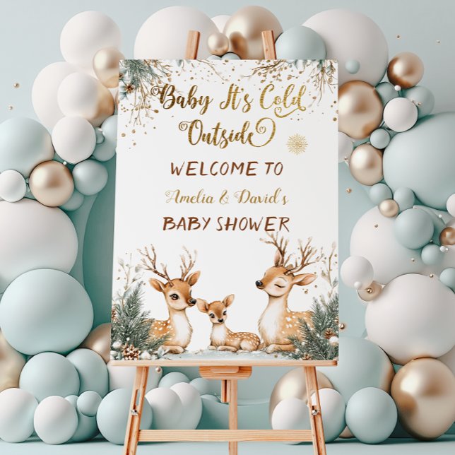 Baby shower de neige en hiver Woodland Affiche de  (Créateur téléchargé)