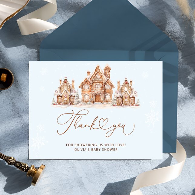 Baby shower de Noël bleu hiver Carte de remercieme (Créateur téléchargé)