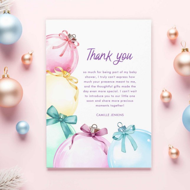 Baby shower de Noël d'hiver Carte de remerciements (Girl winter baby shower thank you card)