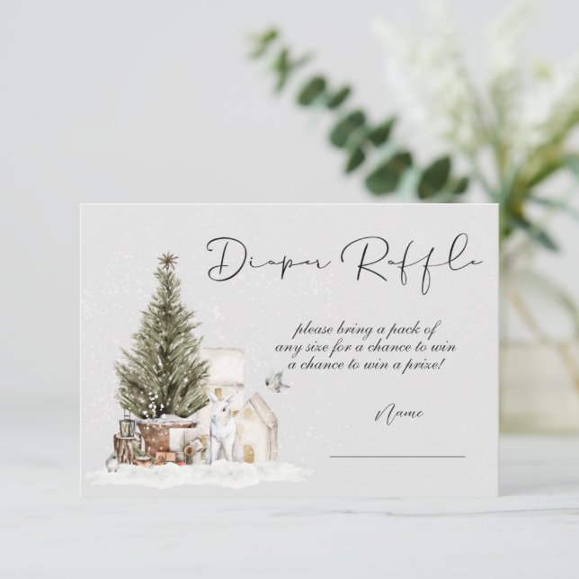 Baby shower de Noël hivernal Déchets Carte Raffin (Debout devant)
