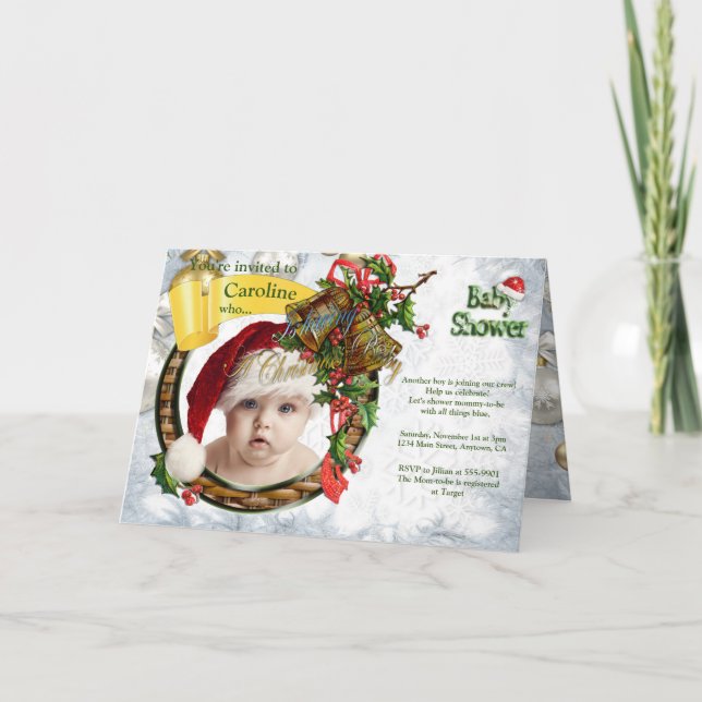 Baby shower de Noël Invitation (Devant)