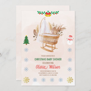 Baby shower de Noël Invitation Beige et Brown
