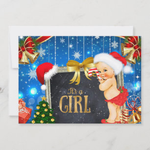 Baby shower de Noël Invitation Vintage bébé fille