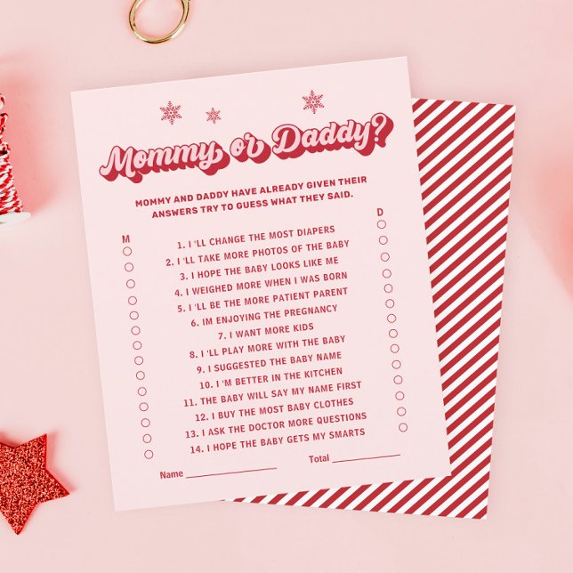 Baby shower de Noël rouge et rose Devinez Qui Joue (Créateur téléchargé)