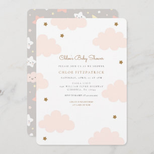 Baby shower de nuages roses doux Invitation rose