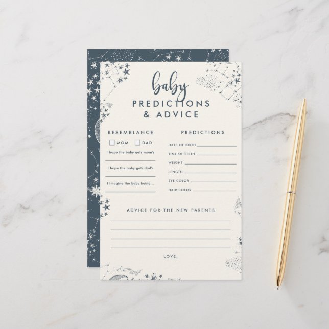 Baby shower de nuit bleu étoilé de minuit (Devant/Arrière en situation)