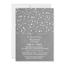 Baby shower de nuit Gris Starry Invitation