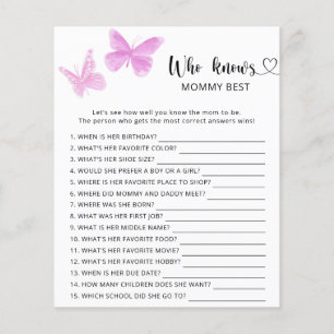 Baby shower de papillons, qui connaît maman mieux
