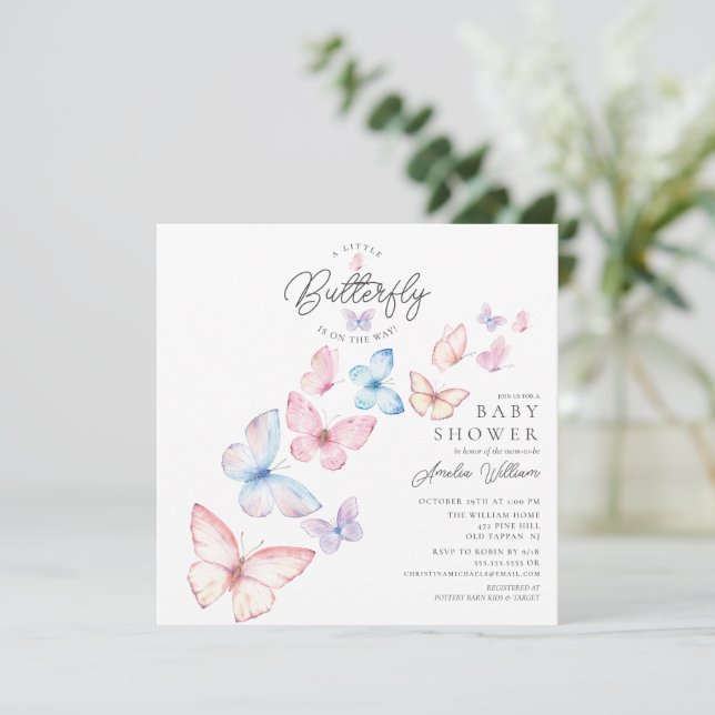Baby shower de papillons Whimsical Invitation (Debout devant)