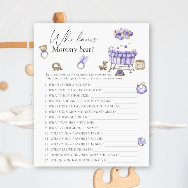 Baby shower de pépinière - Qui connaît maman meill (Créateur téléchargé)