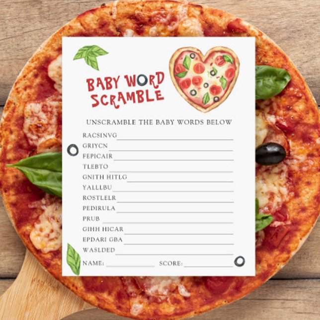 Baby shower de pizza - Baby Word Scramble Jeu (Créateur téléchargé)