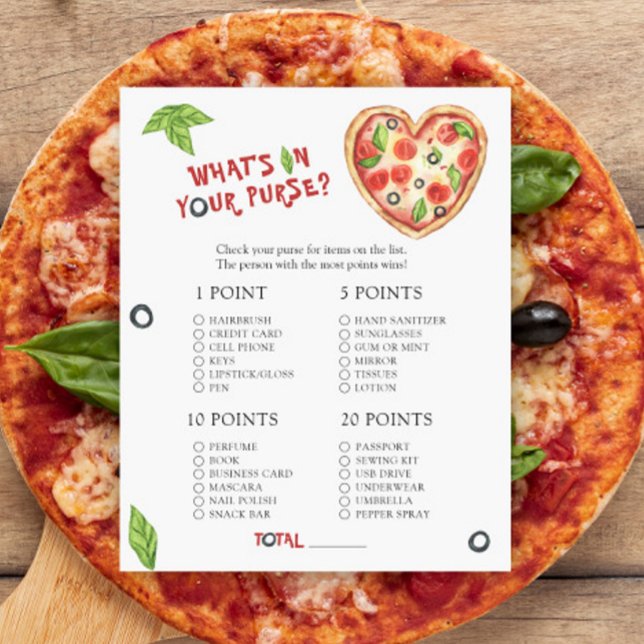 Baby shower de pizza - Qu'y a-t-il dans votre sac  (Créateur téléchargé)