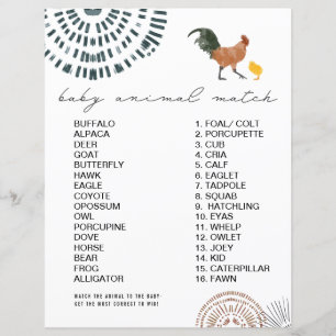 Baby shower de poulet Animal match Jeu
