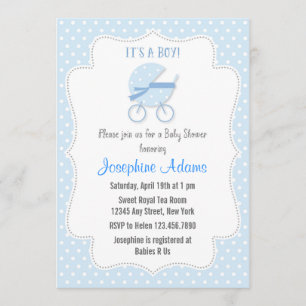 Baby shower de poussette Bleu Invitation
