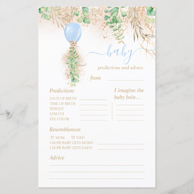 Baby shower de prédictions et conseils pour bébés  (Devant)