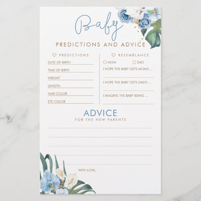 Baby shower de prédictions et conseils pour bébés  (Devant)