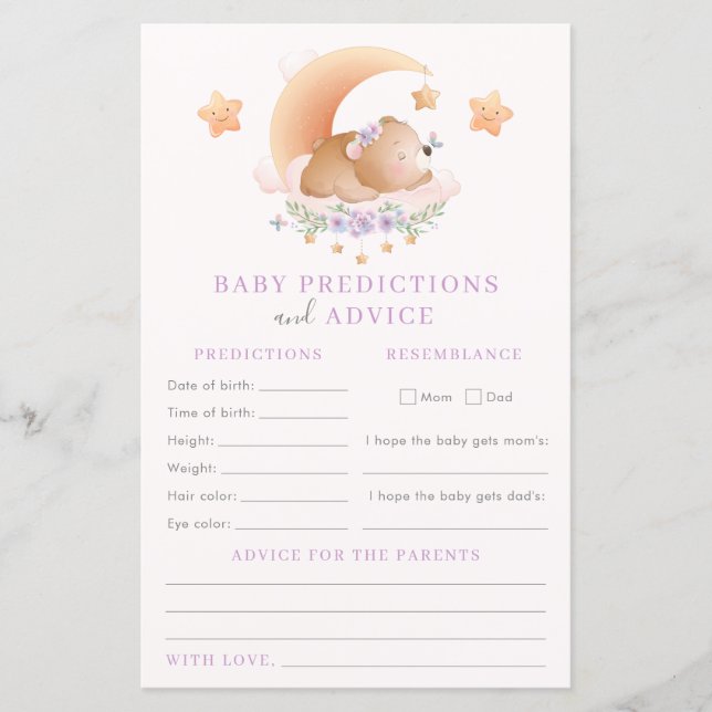Baby shower de prédictions et conseils pour bébés  (Devant)