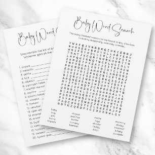 Baby shower de recherche de mots double face Jeu
