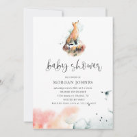 baby shower de renard mystique aquarelle Invitatio