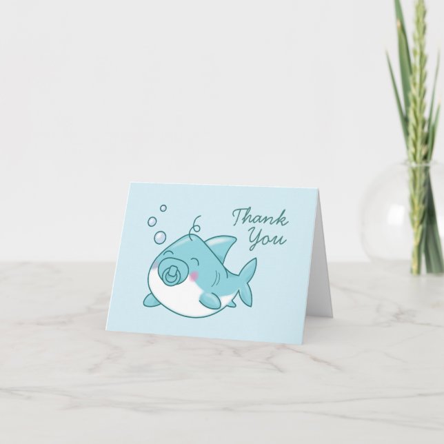 Baby shower de requin mignon Kawaii Merci garçon b (Devant)