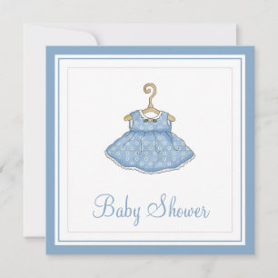 Baby shower de robe bleu petite fille Invitation 2