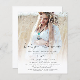 Baby shower de script de superposition photo Boho