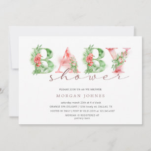 Baby shower de script floral aquarelle