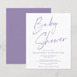 Baby shower de script manuscrit de la lavande budg