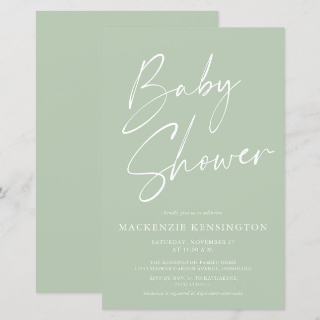Baby shower de script simple de la taille de monna (Devant / Derrière)