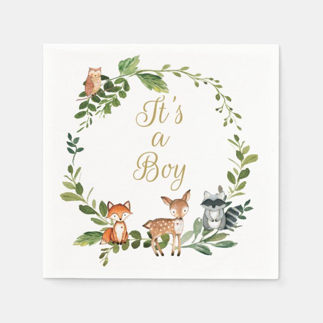 baby shower de serviette en papier Woodland (Devant)