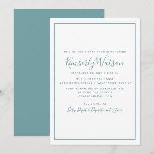 Baby shower de simplicité Invitation   Sarcelle