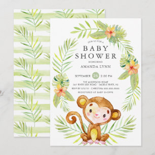 Baby shower de singe doux Invitation