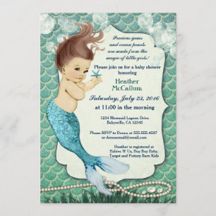 Baby shower de sirène Invitation pour fille