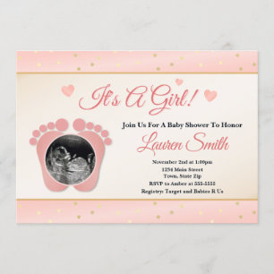 Baby shower de sonogrammes Invitation Girl, orteil