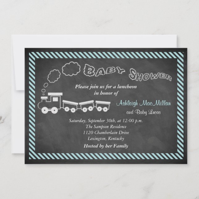 Baby shower de tableau noir Invitation 2 - Bleu (Devant)