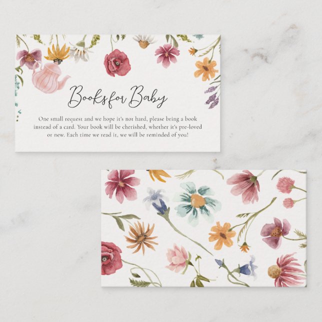 Baby shower de thé floral Livres pour cartes pour  (Devant / Derrière)