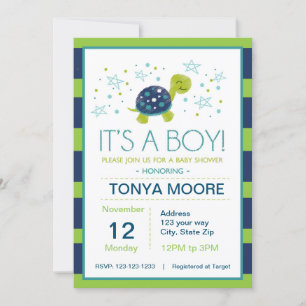 Baby shower de tortue bleu foncé Invitation